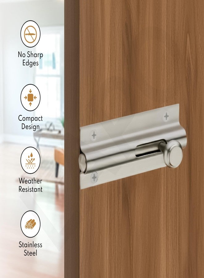 LAPO مزلاج قفل باب من الفولاذ المقاوم للصدأ من لابو، مزلاج باب طويل الأمد مانع للانزلاق للحمام وغرفة النوم وغرفة التخزين وأبواب الشرفة، سهل التركيب، ضمان 3 سنوات (لمسة نهائية غير لامعة، عبوة من قطعة واحدة) - Image 3